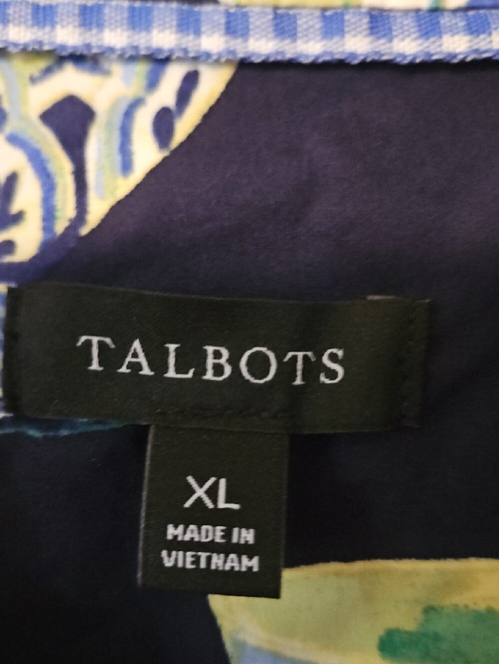 Talbots Black Button-Front Shirt with Blue & Green Ceramic Jar Print - Picture 2 of 6